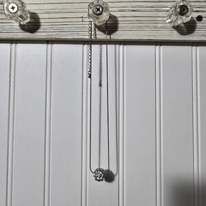 LANE BRYANT Crystal Ball Silver Tone 5/8" Clear Rhinestone Necklace Snake Chain